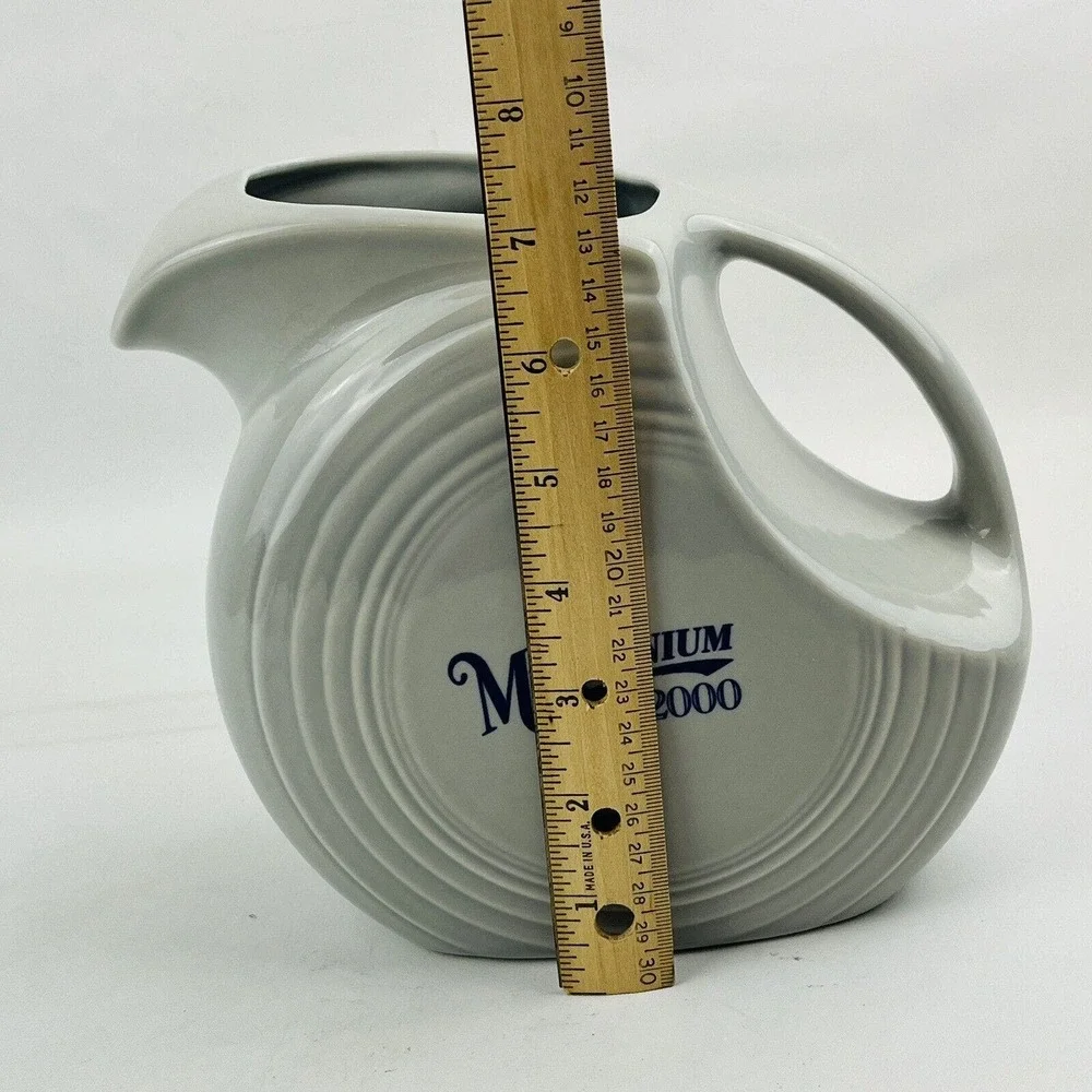 Fiesta The Year 2000‎ Pearl Gray Large Disk Pitcher Millennium Fiestaware HLC